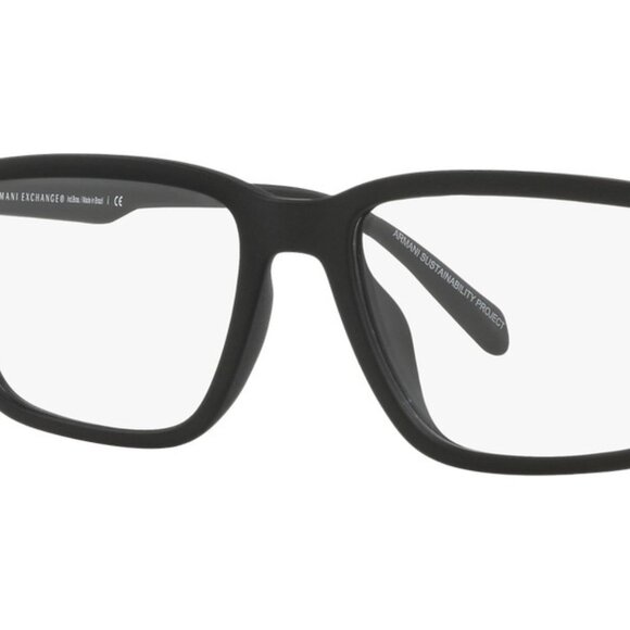 Armani Exchange AX3089U 8078 Eyeglasses Matte Black Square Frames 55 mm